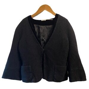 Leon Max Womens Limited Edition Black Wool Blend‎ Velvet Fitted Blazer Sz. 2